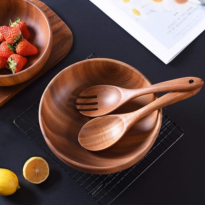 Wooden Kitchen Utensils Set,GUDAMAYE 6 PCE Wooden Spoons for Cooking,Wooden Cooking Utensils,Natural Teak Wooden Spoons For Non-stick Pan