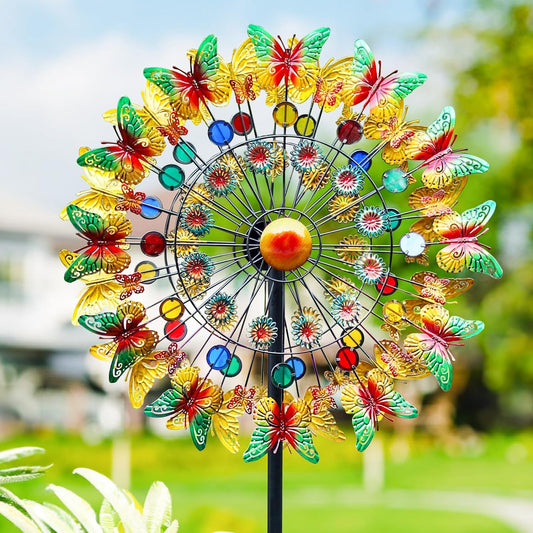 Lairander Butterfly Outdoor Wind Spinners, 84'' Large Garden Wind Spinner, Metal Yard Art Wind Sculptures & Spinners, Garden Decor for Outside Yard Ornaments Clearance Gift for Family
