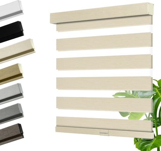 Cordless Zebra Blinds for Windows, Blackout Interior Blinds,Easy to Install,UV Protection,for Offices and Home,Custom Roller Shades, Mousse Beige,72" W x 88" H