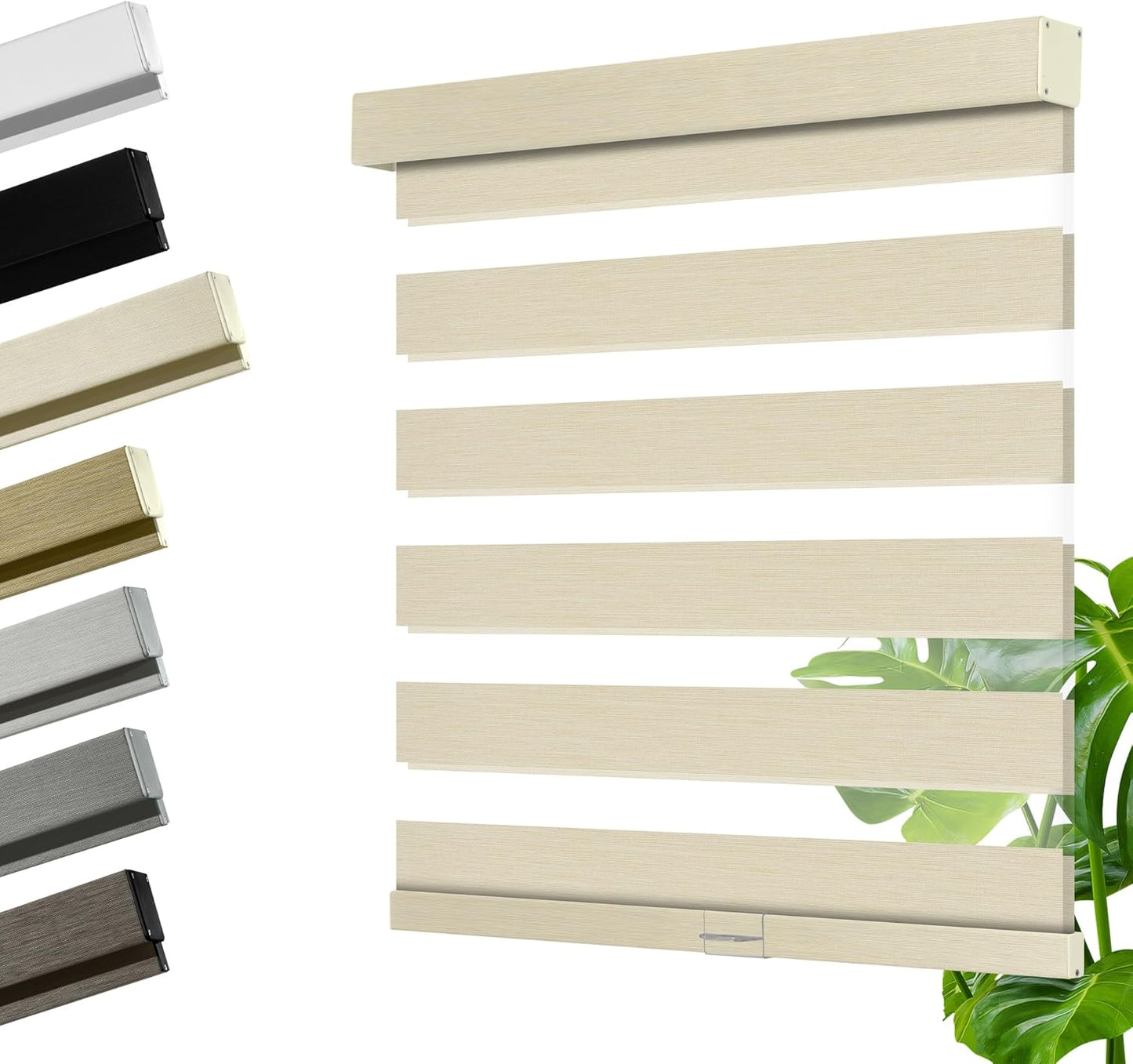 Cordless Zebra Blinds for Windows, Blackout Interior Blinds,Easy to Install,UV Protection,for Offices and Home,Custom Roller Shades, Mousse Beige,69" W x 36" H