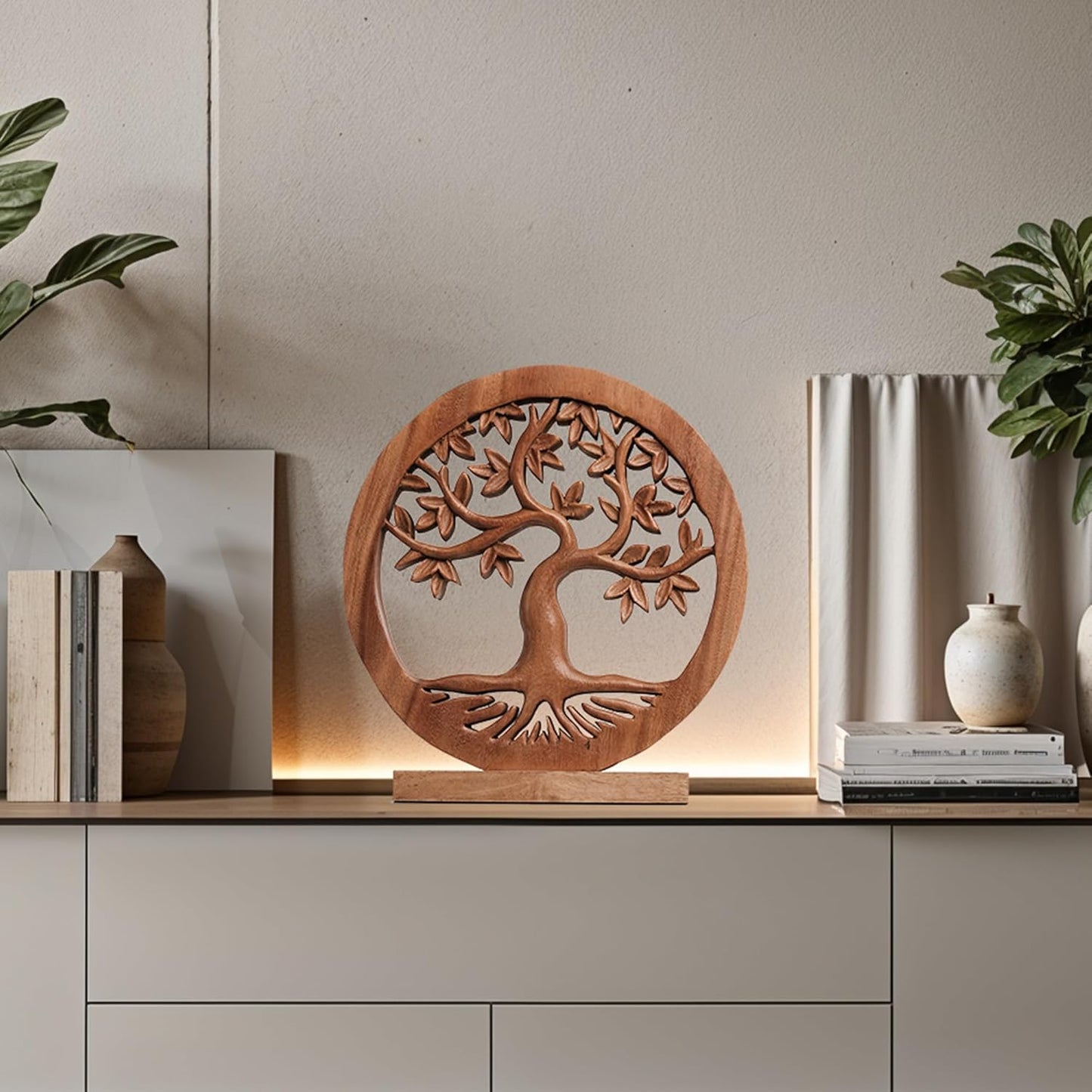 Decozen Solid Wood Tree of Life Sculpture - Home Decor, Living Room, Boho, Shelf, Coffee Table, Centerpiece Table Decorations, Mantle, Dining Table Centerpiece, Bathroom Shelf, Entryway, Farmhouse