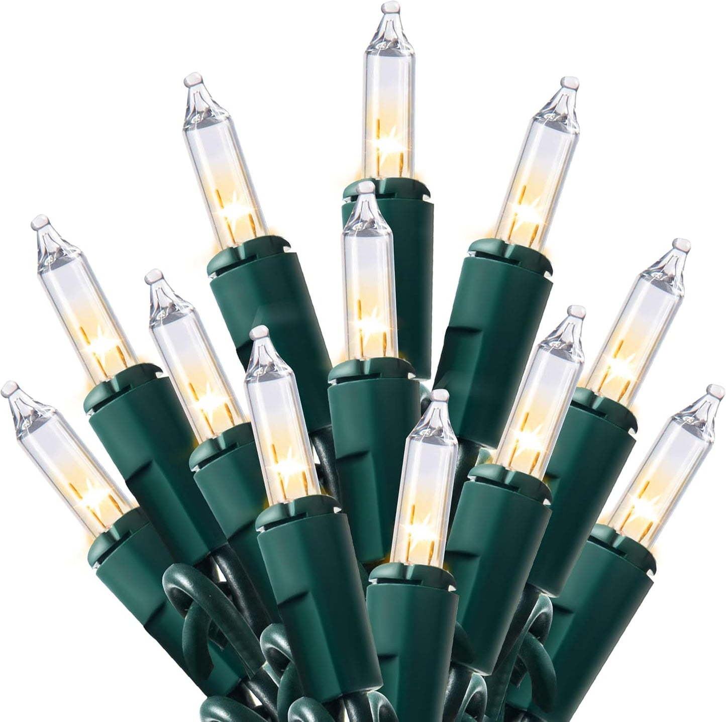 Joiedomi Clear Christmas String Lights Indoor,100 Count Mini Warm White Fairy Light,21.4 FT Lighting Decor for Patio Dorm Classroom Bedroom Holiday Wedding Party Garland Birthday Festival,Green Wire