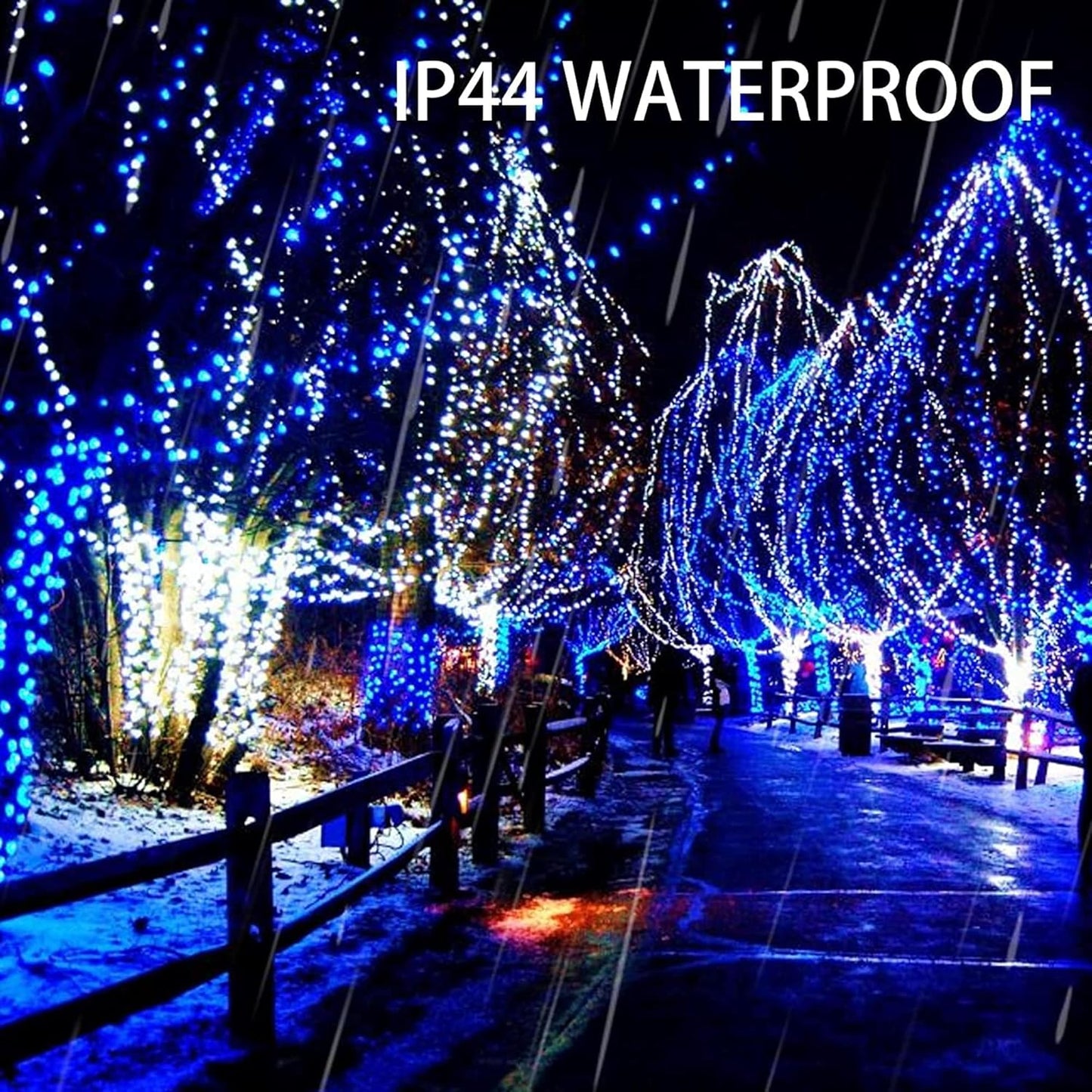 Dazzle Bright Christmas String Lights, Connectable Waterproof String Lights Green Wire with 8 Modes, Christmas Decorations for Indoor Yard Garden (Blue, 300 LED)