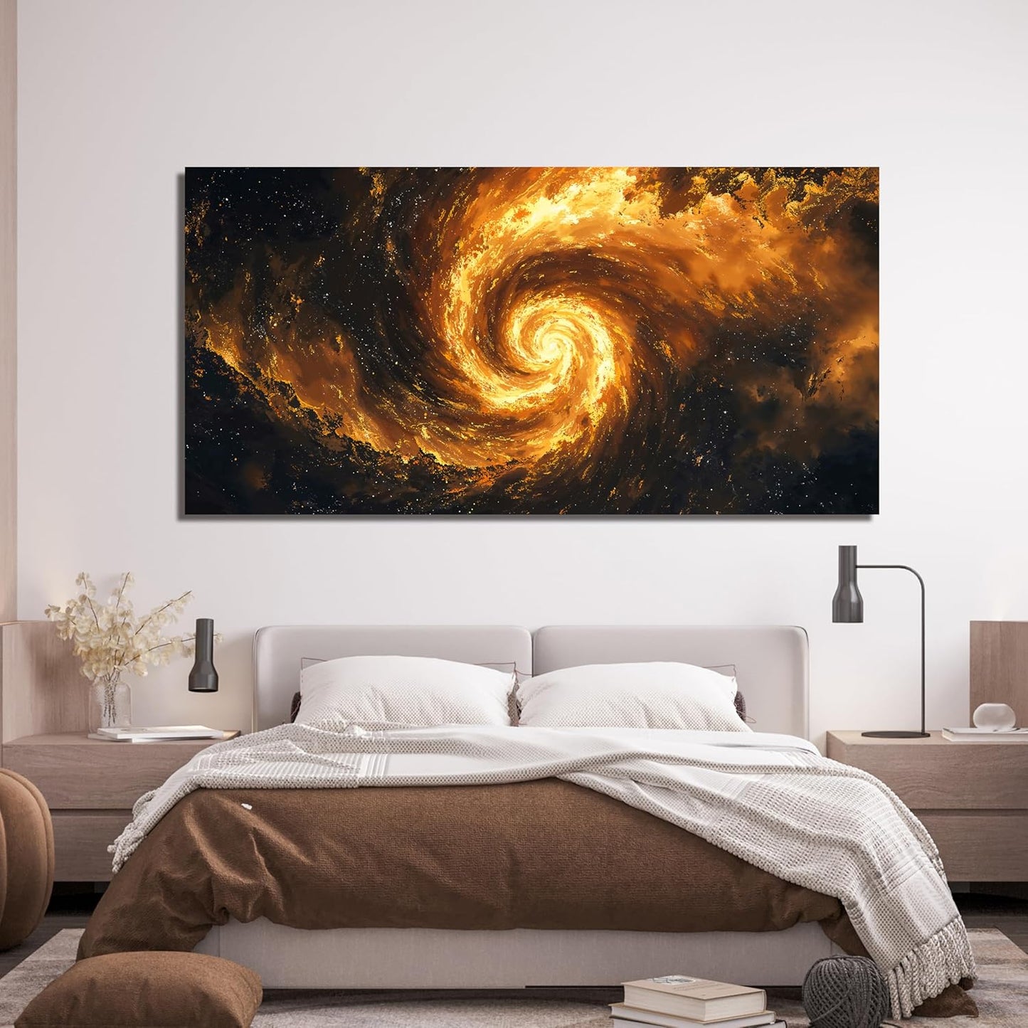 Abstract Canvas Wall Art Decor Black And Gold Modern Abstract art wall Decor for Living Room Galaxy Vortex Canvas Prints Modern Aesthetic Wall Art For Bedroom Office Wall Hanging Decor 20" X 40"