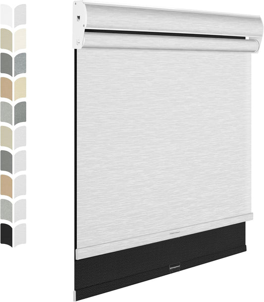 BERISSA Dual Roller Shades with Cassette Valance, Blackout and Light Filtering, Day and Night Shades for Home Office Doors, Linen Black and White, 68x36