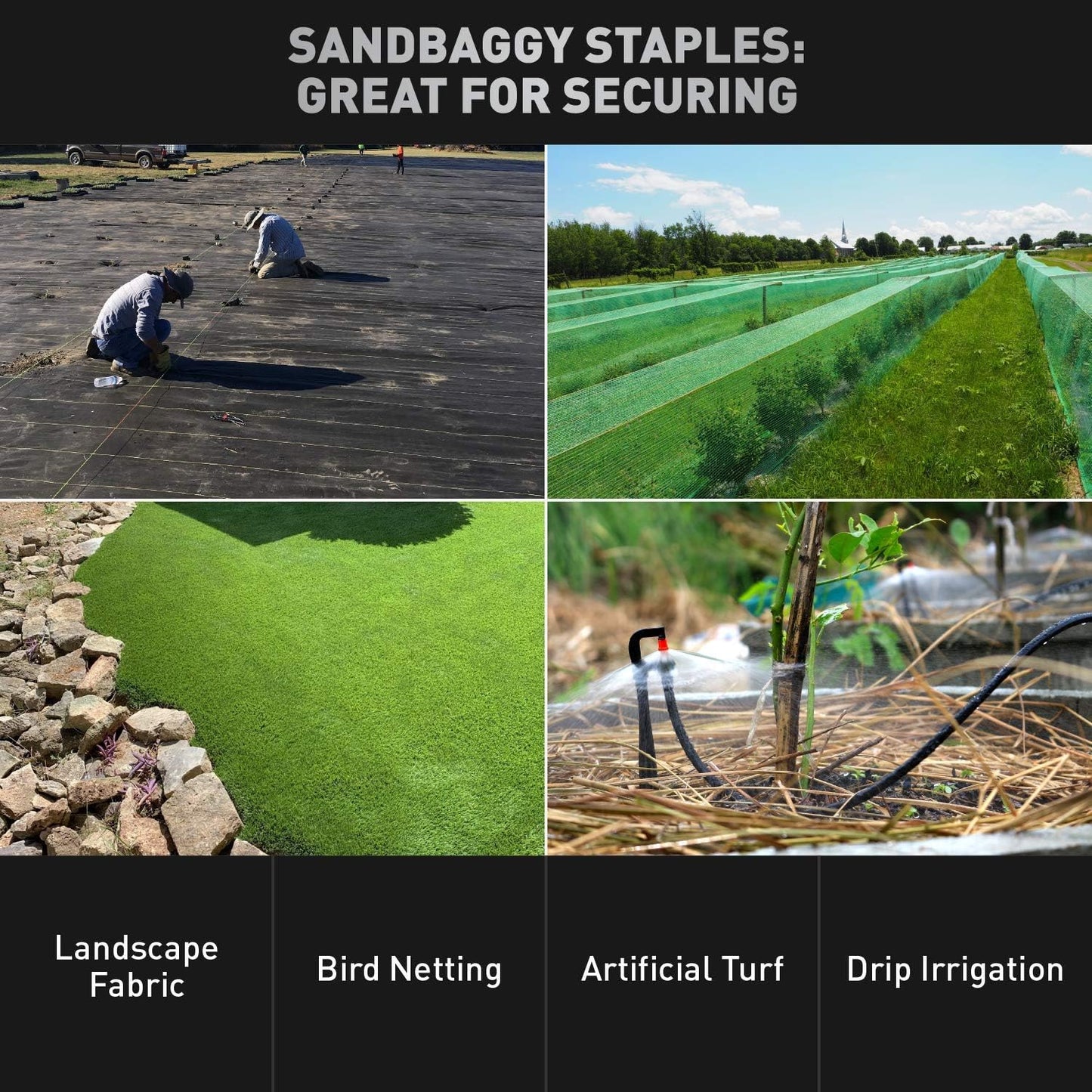 Sandbaggy 6 inch Landscape Sod Staples (9 Gauge Steel) ~ Great for Hard Soil - 20% Thicker Than Competition - Trusted by Farmers & Contractors Across USA (1000 Staples)
