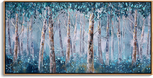 DINGDONG ART Modern Large Forest Canvas Wall Art for Bedroom | Landscape Wall Art for Living Room & Bathroom | Home Wall Decor 24x48 Inches Framed