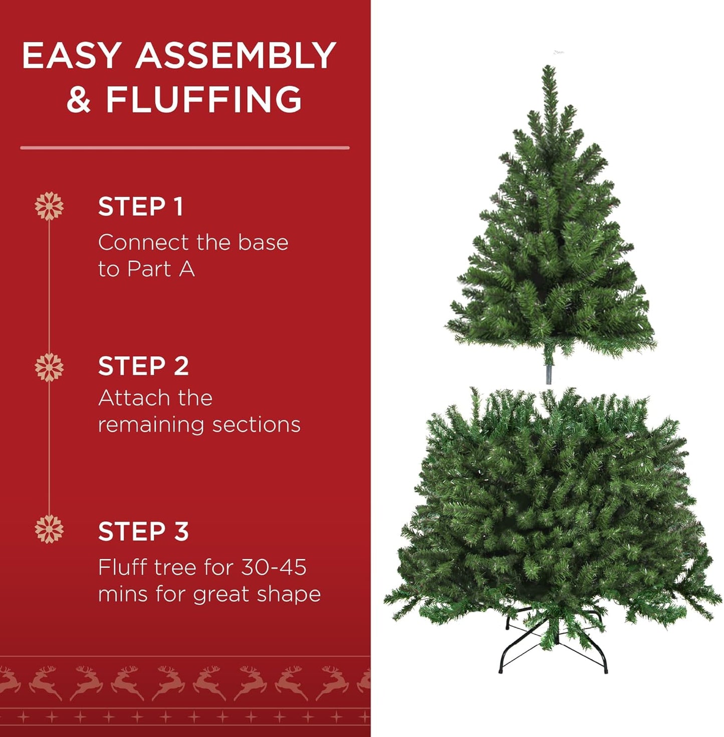 Best Choice Products Artificial Christmas Tree, 4.5ft Premium Unlit Realistic Spruce Holiday Décor w/Dense Branches, Easy Assembly, Metal Base