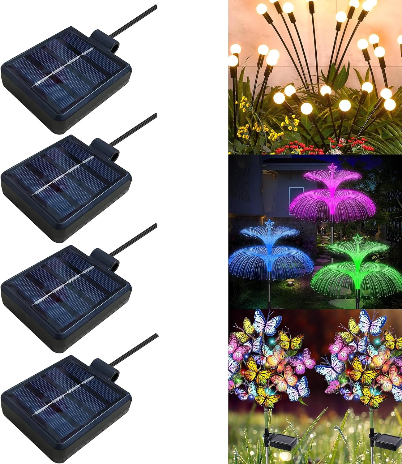 Solar Lantern Light Replacement Top ,LED Solar Panel Lantern Lid Lights Replacement Part for Outdoor Flower DIY Solar Flower Lights Garden Patio Decor (Square 4 PCS)