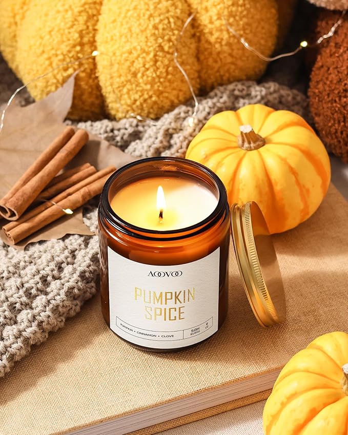 AOOVOO Pumpkin Spice Candles - 9 oz Scented Candles, Aromatherapy Candle, Soy Candle for Home Scented