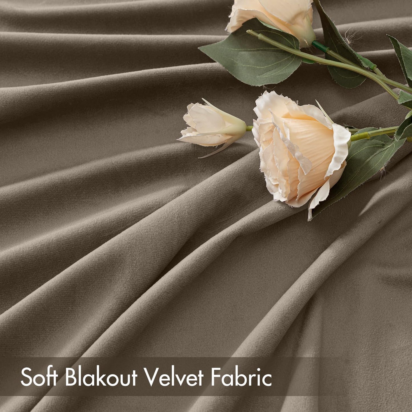 MIULEE Taupe Velvet Curtains Thermal Insulated Blackout Curtain Drapes for Bedroom Living Room Darkening 84 Inches Long Curtains Panels Rod Pocket Set of 2