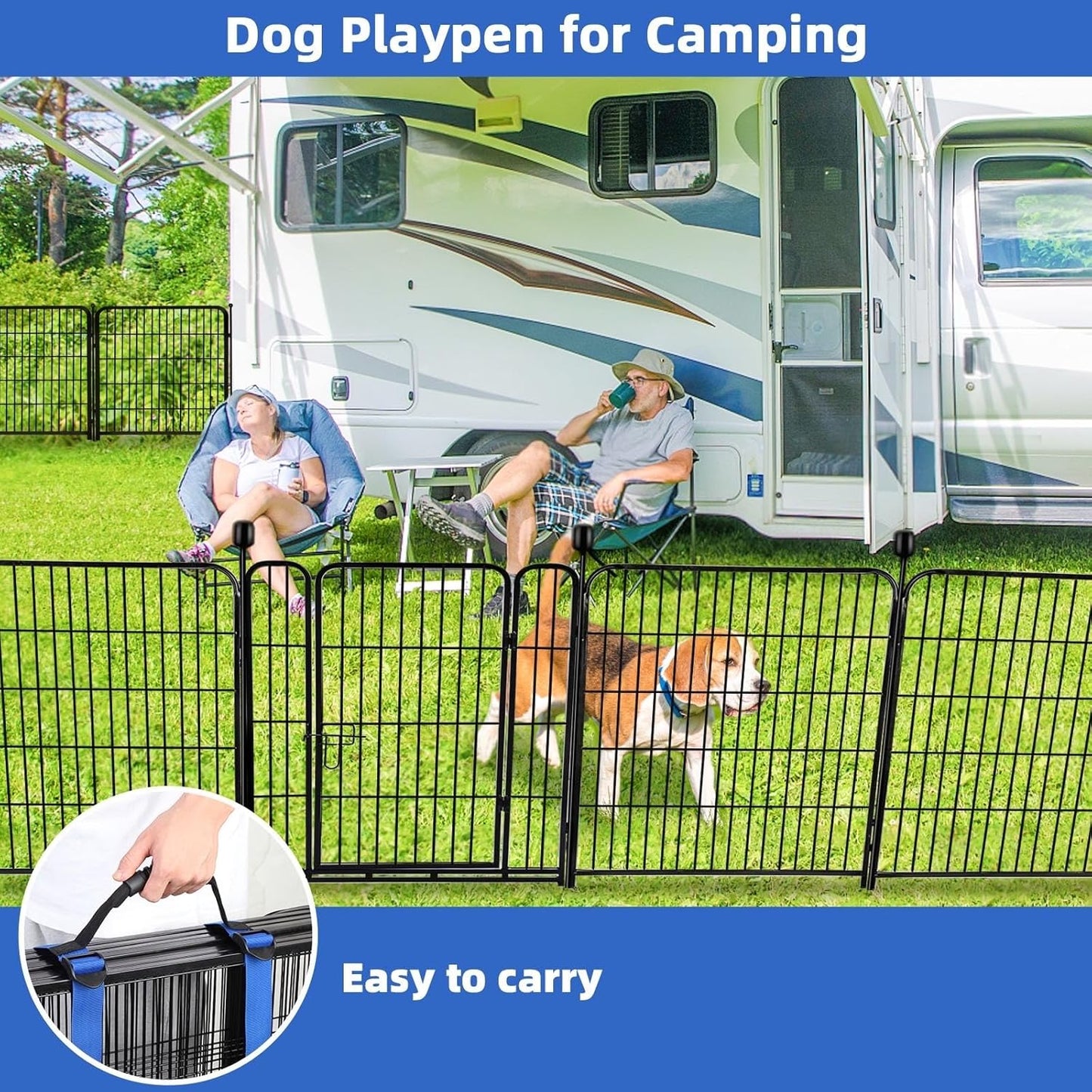 ADAVIN Garden Fence with Gate 36 in(H)×31 Ft(L) 14 Panels, Camping Fence, Tall Animal Barrier Fence, Pet Fences for Dogs Outside, Black Metal Decorative Garden Fencing, Flower Bed Fencing