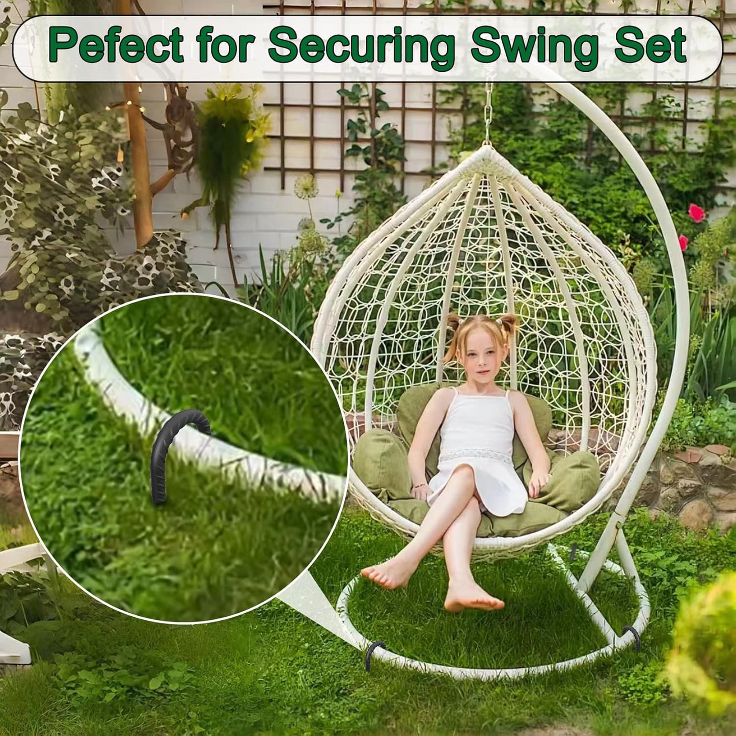 16 Inch Rebar Ground Stakes 24 Pack Heavy Duty J Hook Ground Anchors 3/8 Inch Diameter Steel Rebar Tent Stakes with Chisel Point End for Chain Link Fence, Canopy and Trampoline, Black