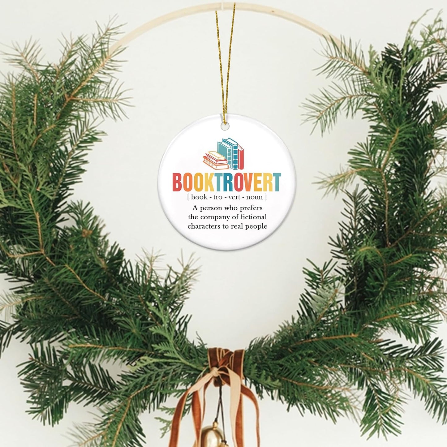2025 Christmas Ornaments - Book Lovers Gift Ideas, Ceramic Ornament for Librarian, Nerd, Christmas Tree Decoration