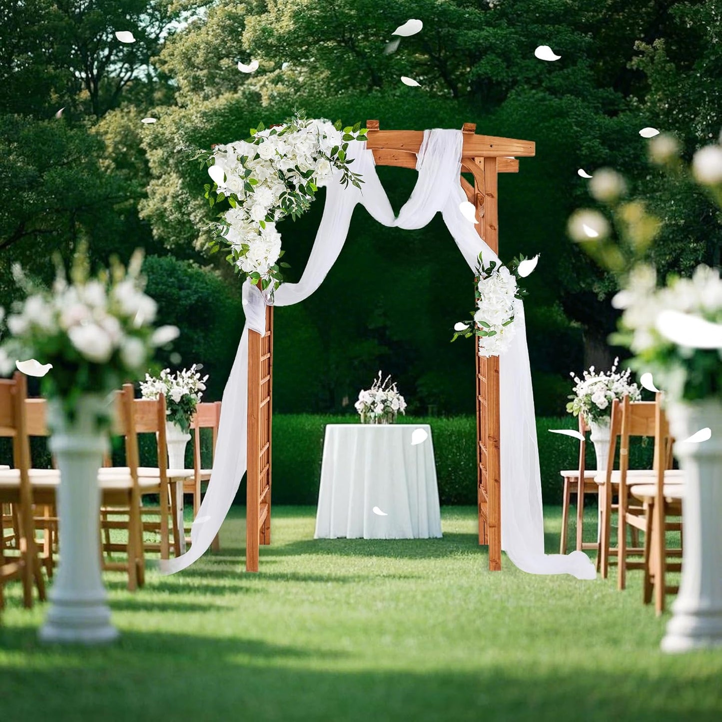 Solid Fir Wooden Garden Arch Premium Outdoor Trellis for Climbing Plants, 83.12”H×59”W×29.75’’D, Also can be Used for Wedding and Party Decoration