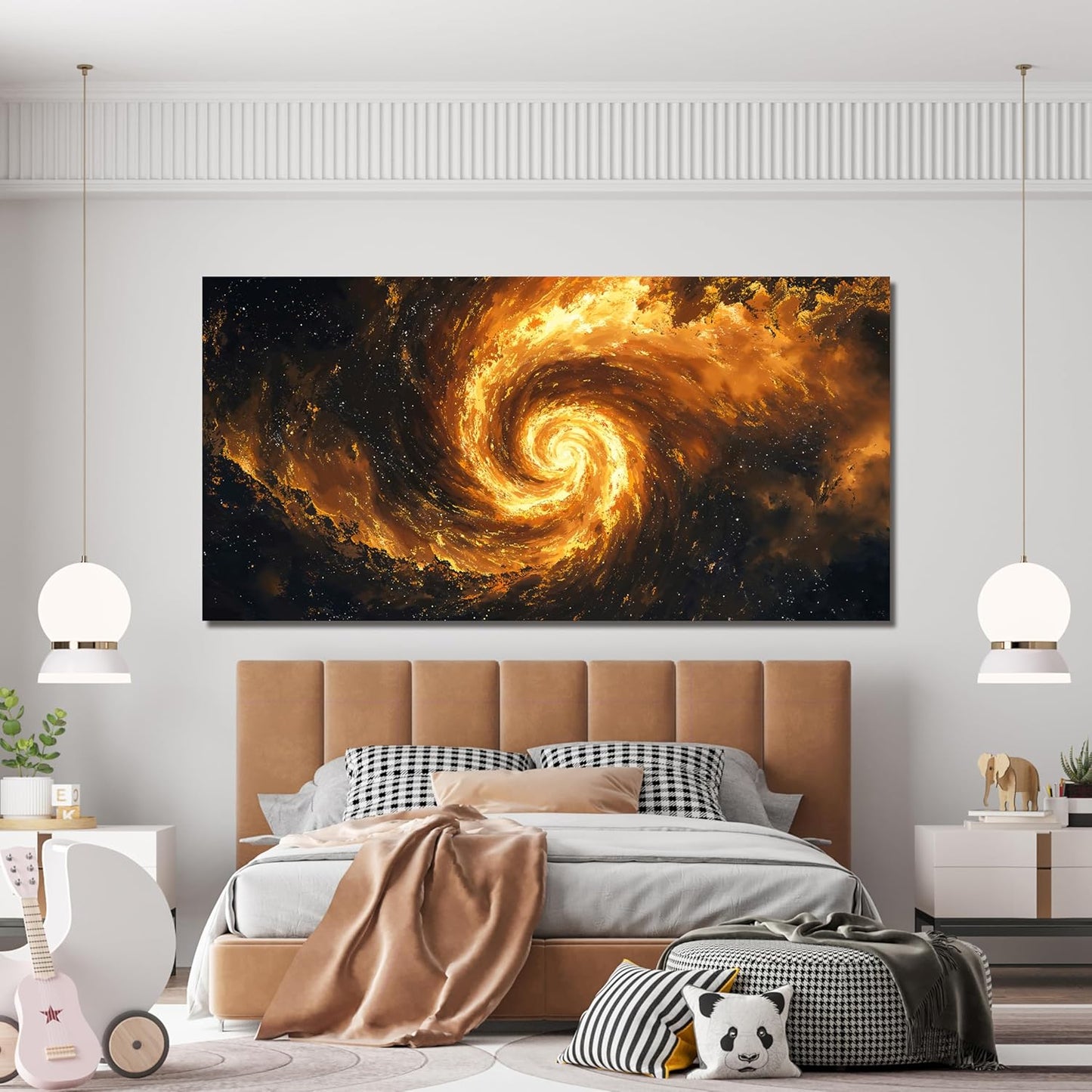 Abstract Canvas Wall Art Decor Black And Gold Modern Abstract art wall Decor for Living Room Galaxy Vortex Canvas Prints Modern Aesthetic Wall Art For Bedroom Office Wall Hanging Decor 20" X 40"