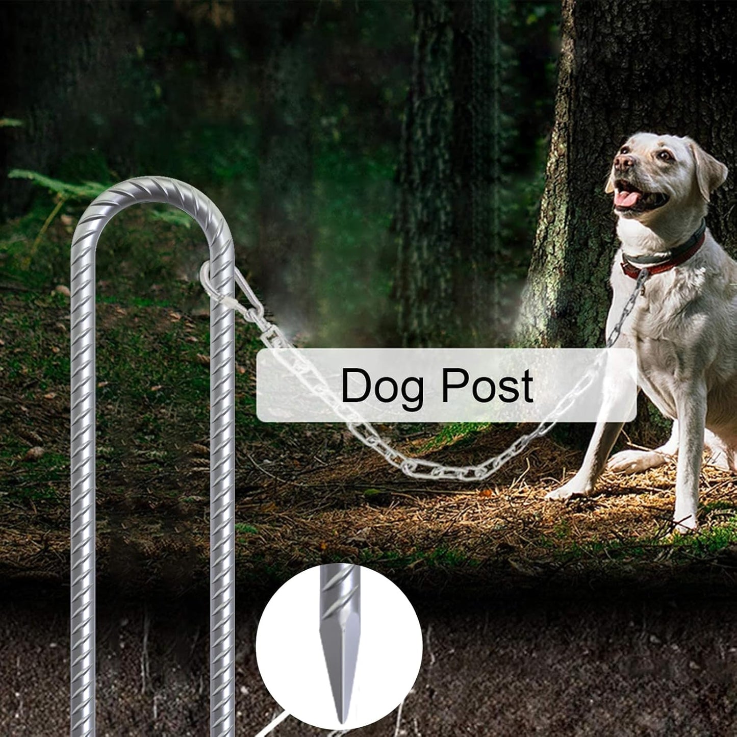 AAGUT 12 Inch Trampoline Stakes 6 Pack 3/8" U Shaped Rebar Ground Anchors Heavy Duty High Winds Galvanized Steel Trampolines Accessories for Swing Set, Camping, Soccer Goal, Huge Garden Decoration