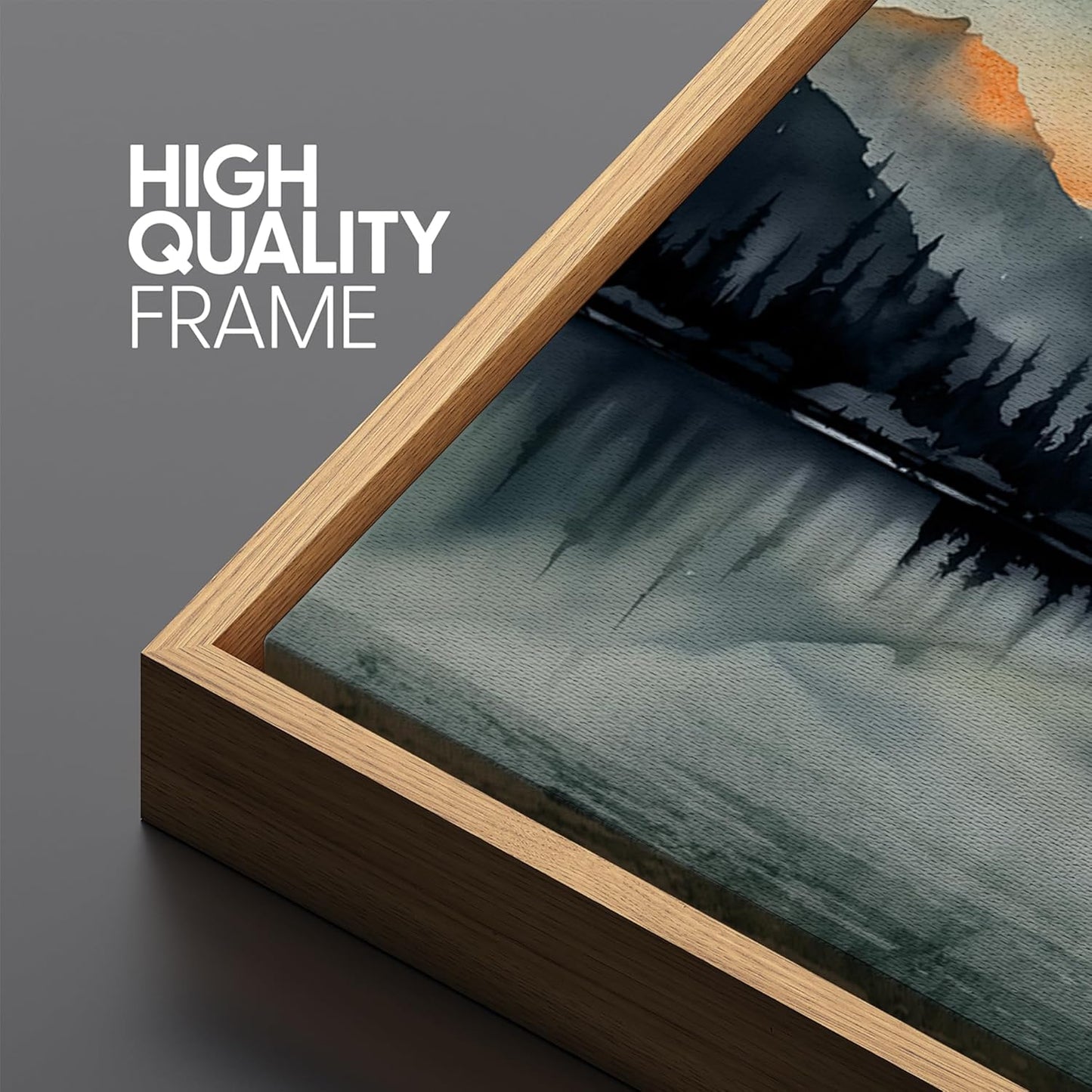 MUDECOR Extra Large Framed Canvas Print Wall Art Sunset Mountain Range and Lake Panoramic Antique Retro Fine Art Illustrations Decorative Colorful for Bedroom - 60"x30"