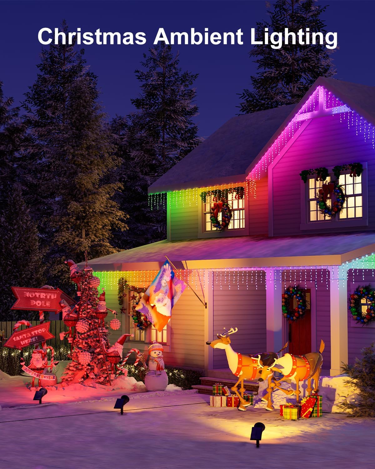 4 Pack Color Changing Solar Spotlights Outdoor for Halloween Decorations Spooky Ghost, Spider Web, Tombstone, Pumpkin, Waterproof Solar Landscape Spot Lights Uplighting for Outside House, Yard, Garden