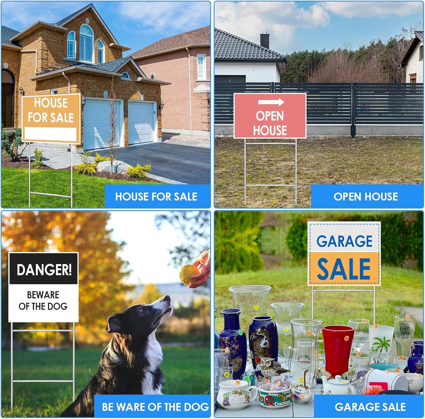 100 Pcs H Stakes for Yard Signs 24'' x 10'' Metal Heavy Duty H Frame Lawn Wire Stakes Weatherproof Metal Sign Holder Bulk for 4mm 5mm Corrugated Signs Board Guidepost Yard House Garden Decor