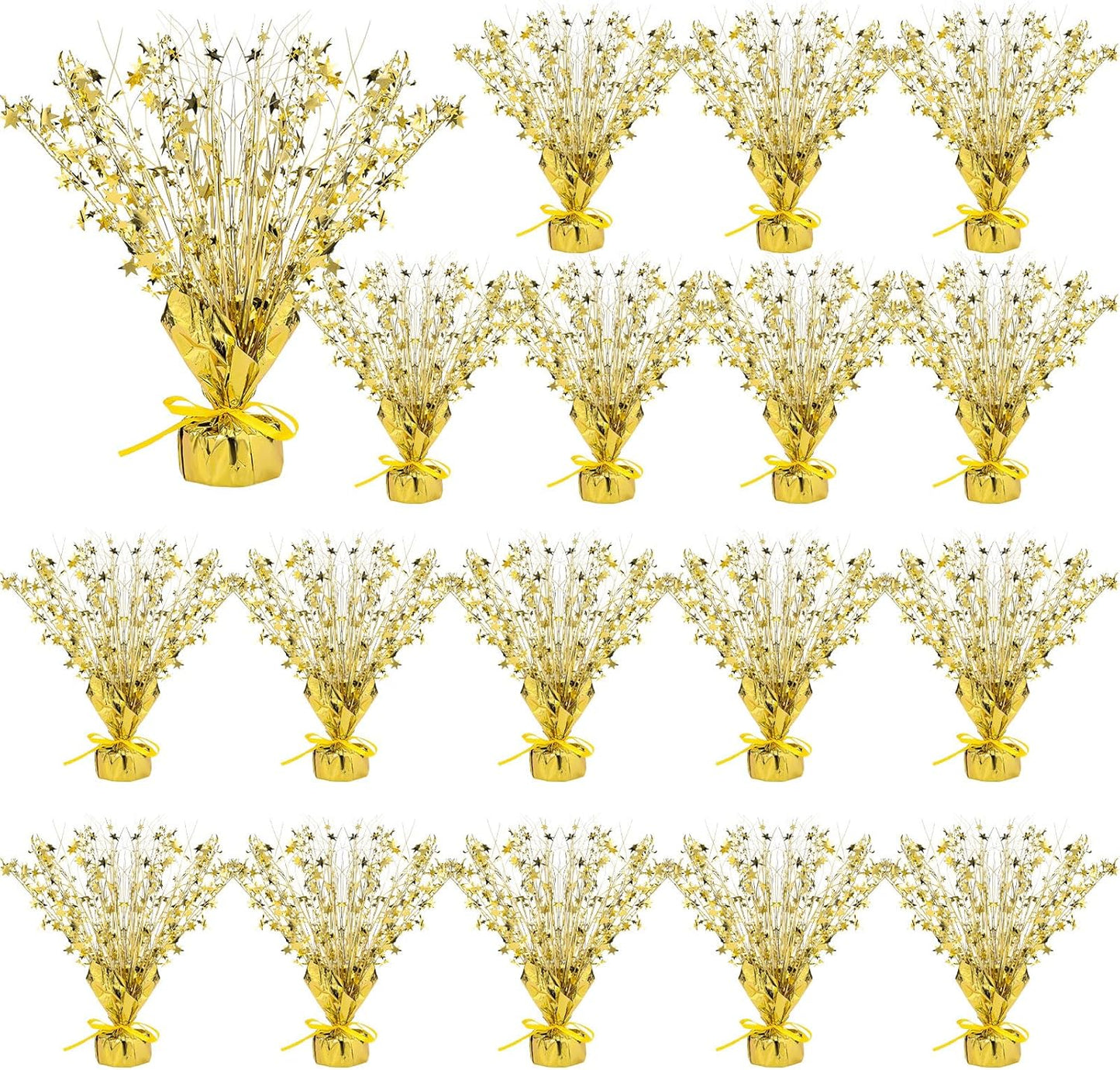 Crowye 18 Pieces Metallic Foil Spray Centerpiece Party Star Table Decoration Burst Metallic Table Centerpieces for Birthday Party Season Holiday(Gold)