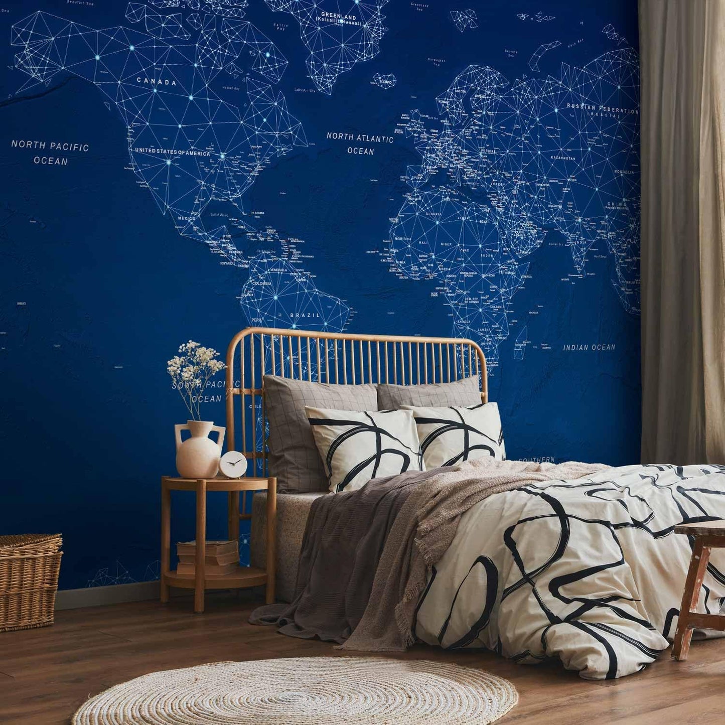 artgeist Premium Wall Mural World Map 177x124 in - XXL Non-Woven Wallpaper Fleece Wall Decor Photo Print Picture Image Design Home Map of The World k-A-0125-a-a