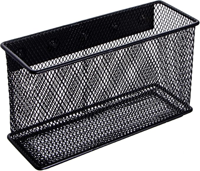 dedoot Magnetic Basket for refrigerator Storage Magnetic Pencil Holder Basket Mesh Black Strong Magnetic Pen Holder for Refrigerator,Whiteboard, Locker, Home and Office Organizer, 6.3x2.3x3.6inch