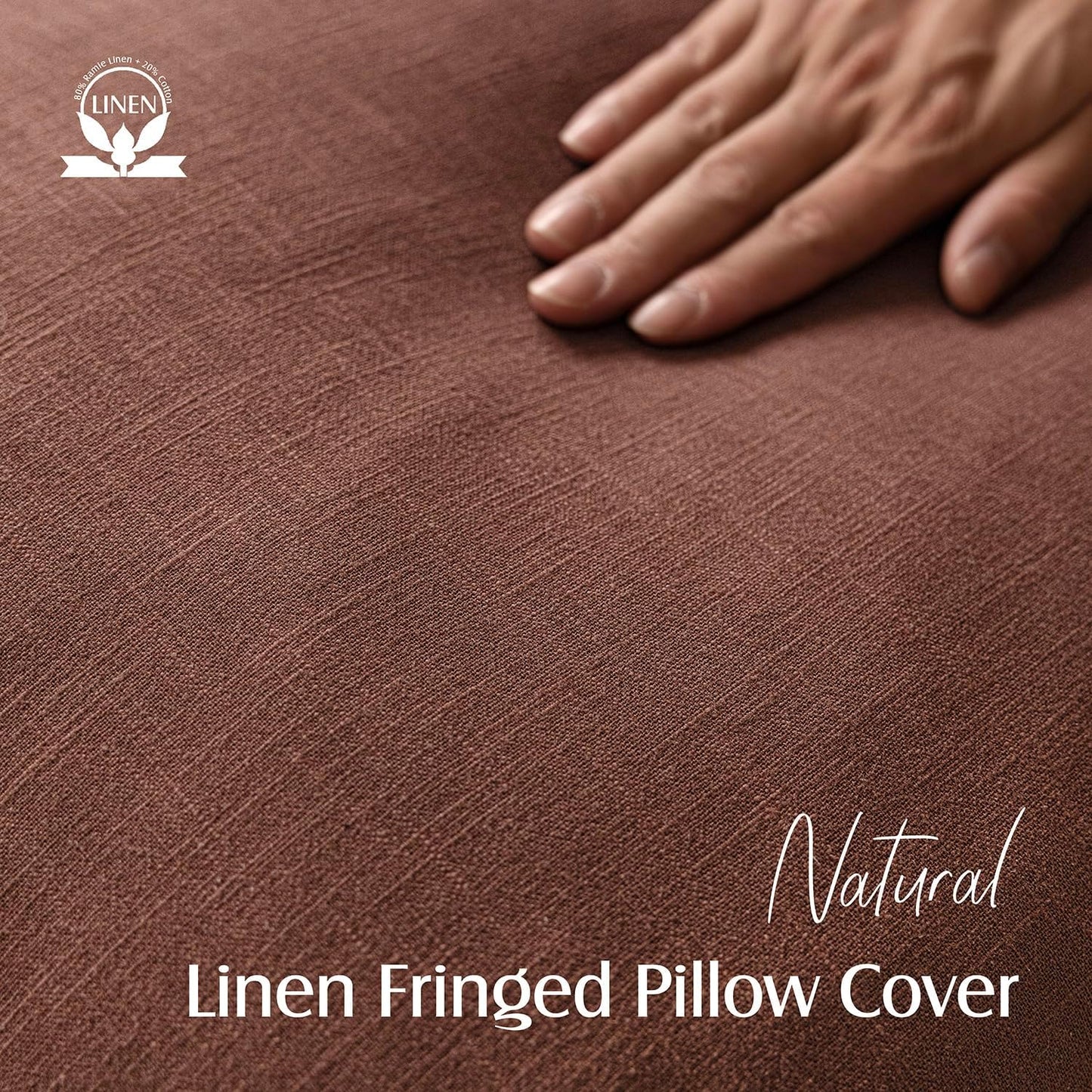 Foindtower Set of 2 Decorative Linen Fringe Lumbar Throw Pillow Covers Boho Farmhouse Cushion Cover with Tassels Soft Accent Pillowcase for Couch Sofa Bed Living Room Home Decor,12×20 Inch,Rust Red