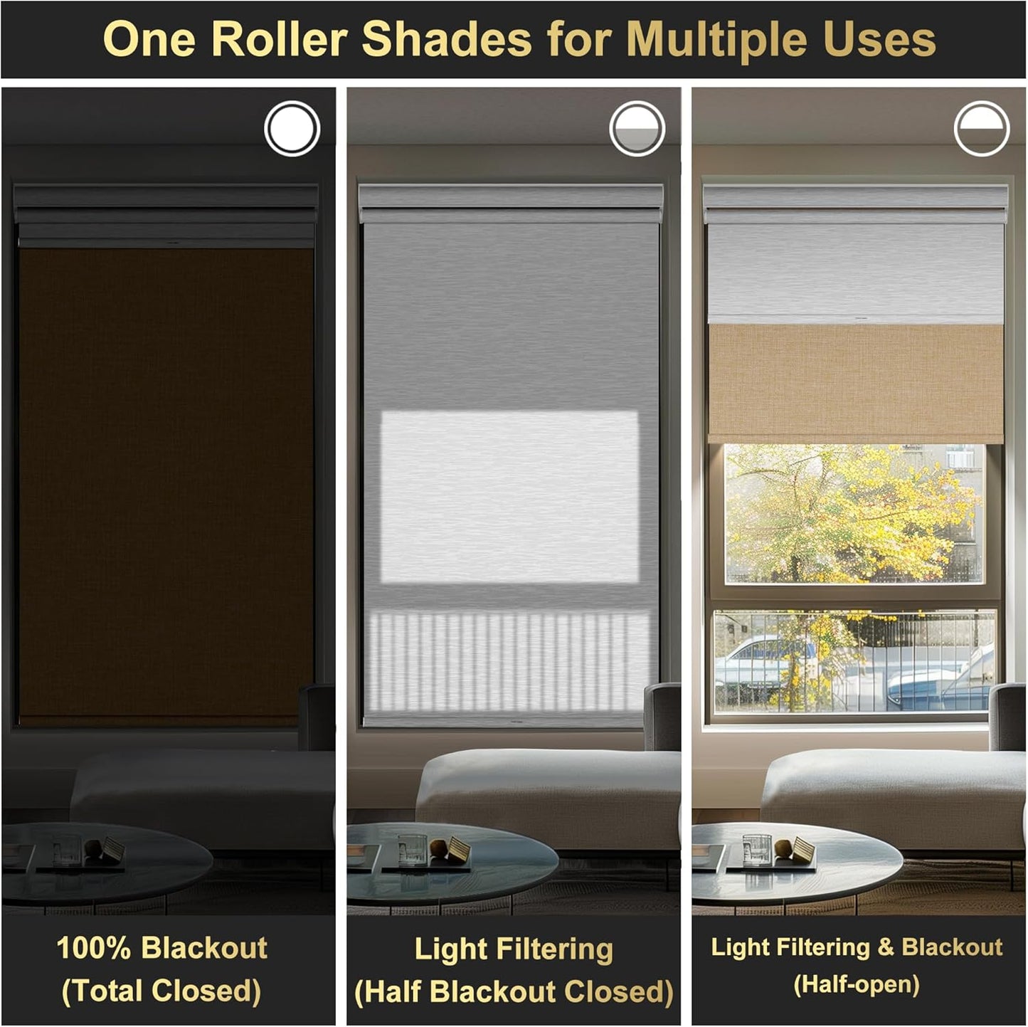 BERISSA Cordless Dual Roller Shades with Cassette Valance,Double Window Shades Blackout and Light Filtering Shades,Day and Night Roller Shades for Home Office Door.Linen Beige and White.48 W x 72" H