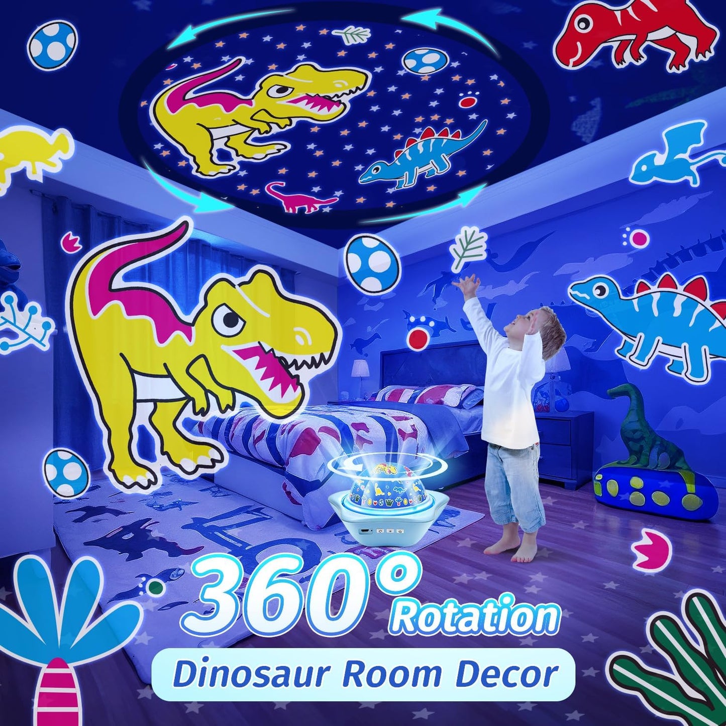 Onefire Star Projector Light Up Toys, Glow In The Dark Stars for Ceiling Projection Kids Toys,Dimmable Night Light Projector for Kids Room,Remote Dinosaur Toys for Boys,Dinosaur Gifts for Toddler Toys
