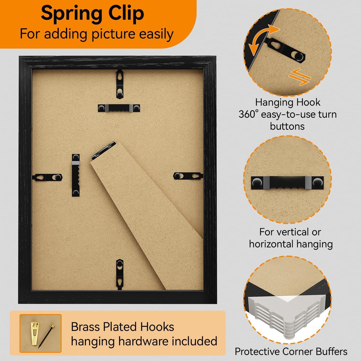 IBUYKE 8x10 Picture Frame,Set of 3,Solid Oak Wood 8x10 Photo Frame with Mat to 5x7,10x8 Picture Frames With Tempered Glass,Tabletop or Wall Mount Display,Home Decor,Black Oak 8 x 10 Frame,UWPF0810B-3