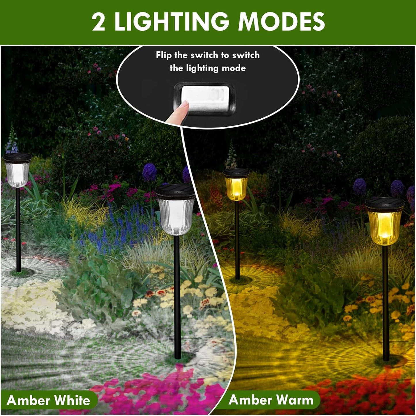 Solar Pathway Lights, 6 Pack 200 Lumens Super Bright Solar Lights Outdoor Waterproof with 2 Lighting Modes, Auto On/Off Outdoor Solar Lights for Yard, Walkway, Lawn, Driveway, Path,Outside