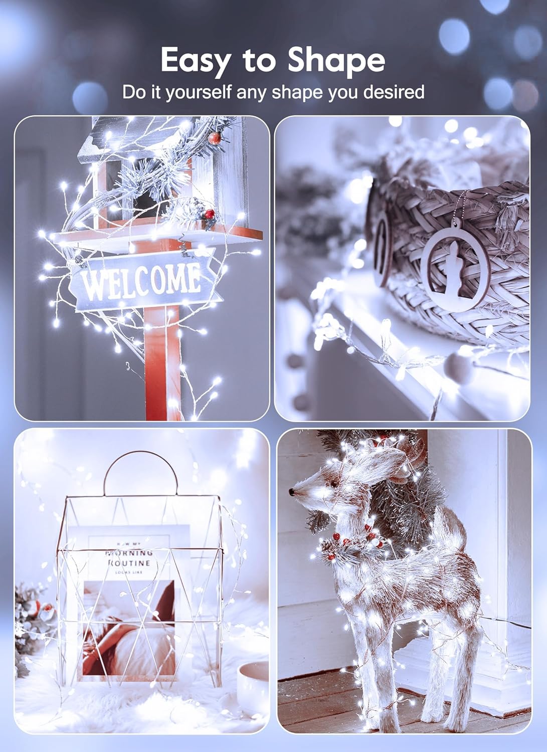 Outdoor Fairy Firecracker Lights Battery Operated, 5 Feet 60 LEDs Twinkle String Lights with Remote, 2 Pack Starry Lights for DIY Wreath Wedding Party Bedroom Mason Jar Holiday Christmas, Pure White