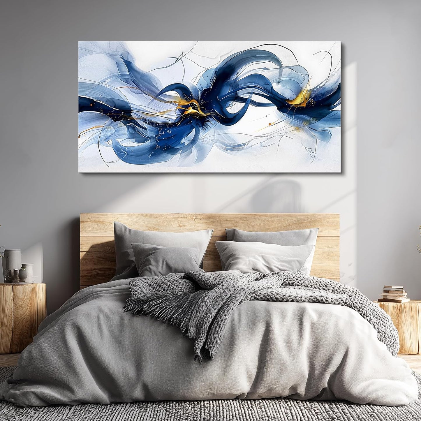 FUHAIHUA Large Wall Decor For Living Room Canvas Wall Art For Office Wall Decorations For Bedroom Abstract Ink Painting Artwork Room Home Decor 24x48 In