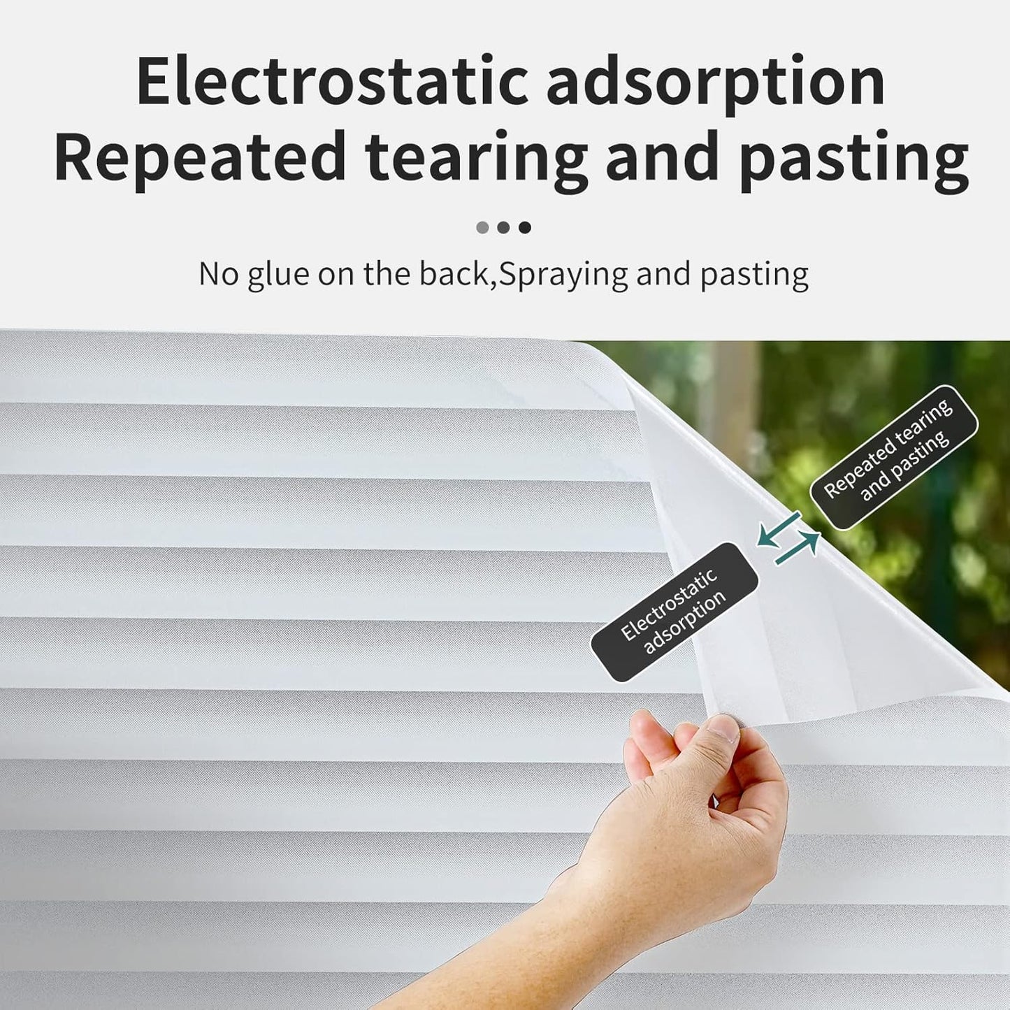 Window Privacy Film with Installation Tools, Blinds Pattern, Static Cling, Anti UV, Heat Control, Ideal for Home Shower Office Glass Door (Blinds Pattern, 35.4X157.4Inch)