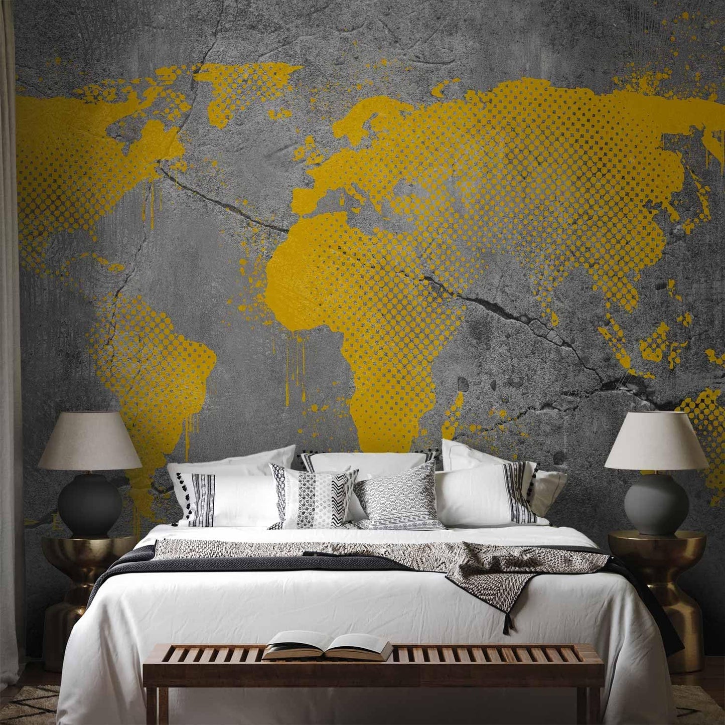 artgeist Wall Mural World Map 118x83 in - XXL Non-Woven Wallpaper Fleece Wall Decor Photo Print Picture Image Design Map of The World k-A-0494-a-a