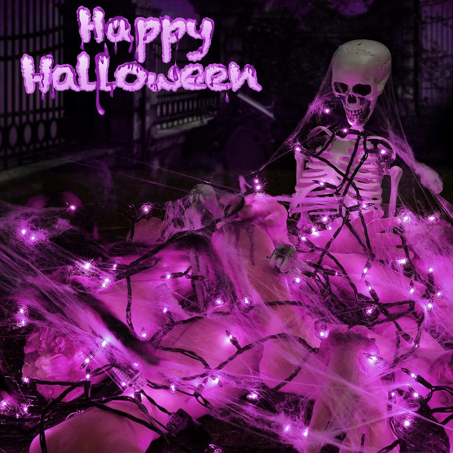 Toodour Purple Halloween Lights, 25ft 100 Count Incandescent Halloween String Lights, UL Certified Connectable Mini Bulbs String Lights for Home, Garden, Porch, Yard, Patio, Party, Indoor Decoration