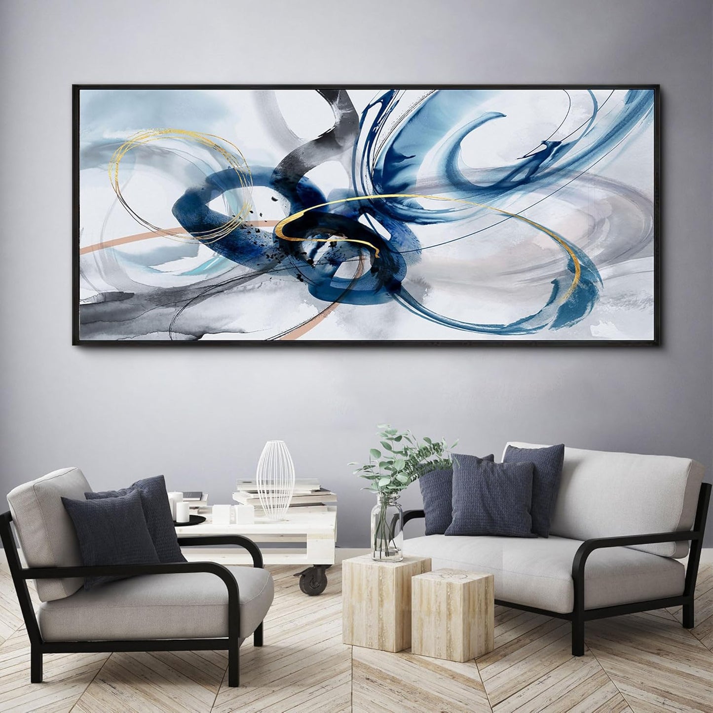 KLAKLA Extra Large Wall Art - Abstract Huge Canvas Picture Wall Decor Living Room Oversized Artwork for Walls Bedroom Office Decoration Modern Frame Wall Art