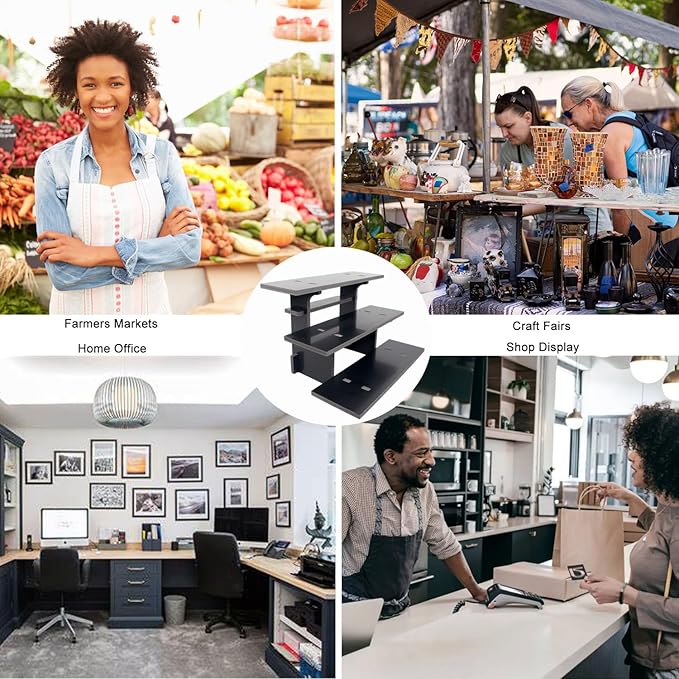 WANLIAN 3-Tier Straight Retail Table Display Stand, Portable Display Rack Shelves for Vendors, Craft Shows, Farmers Market, Pop Up Shop Countertop Black Risers for Display, Soap, Candles, Tumblers