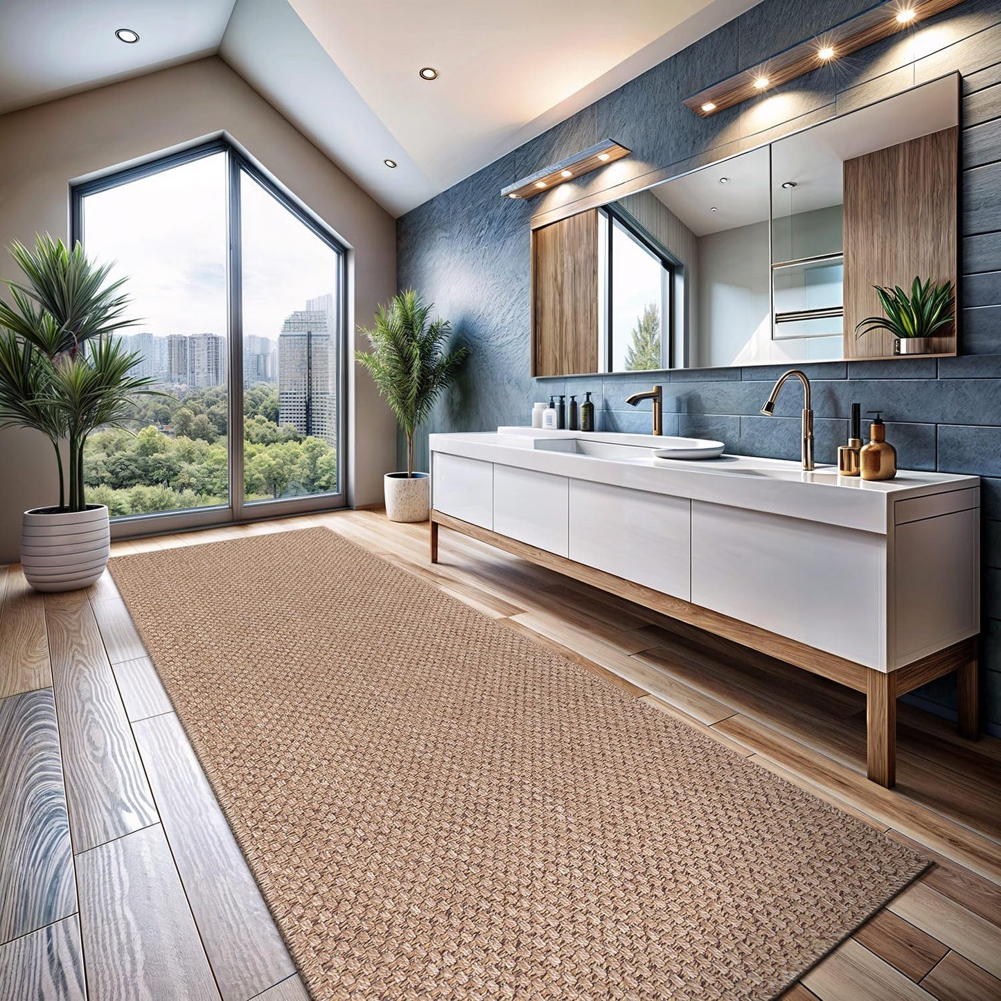 CAMILSON Easy Jute Rug 2x3, Indoor Outdoor Natural Color Farmhouse Area Rugs for Living Room and Kitchen Rug, Solid Boho Woven Design, Easy-Cleaning, Washable Outside Carpet Alfombras (2 x 3)