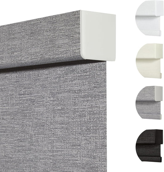 Persilux Blackout Roller Shades for Indoor Windows with Upgraded Cassette, Cordless Shades Window Blinds Pull Down for Doors, Easy to Install for Office/Living Room/Bedroom, Grey(51.5" W x 96" H)