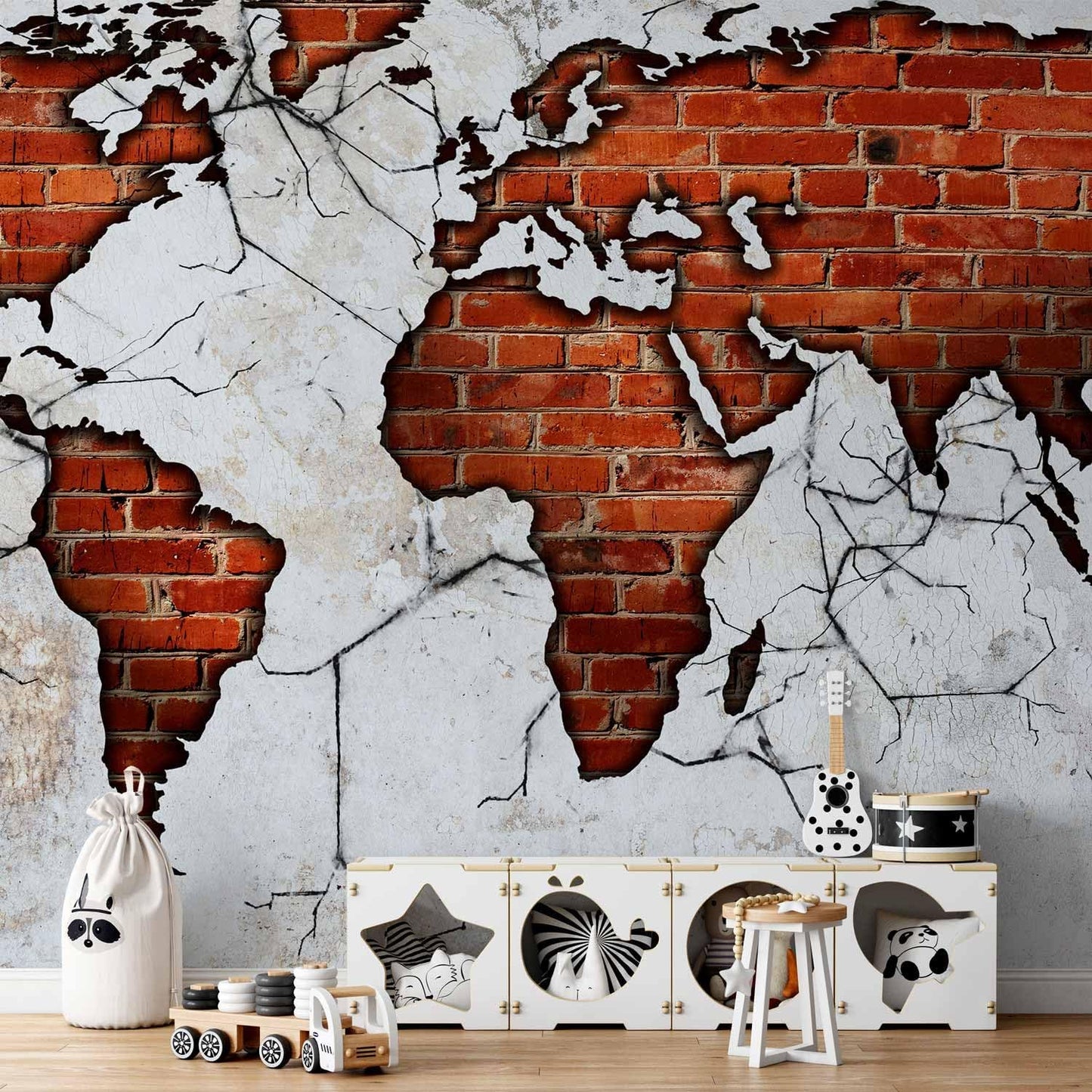 artgeist Wall Mural World Map 177x124 in - XXL Non-Woven Wallpaper Fleece Wall Decor Photo Print Picture Image Design Map of The World k-A-0495-a-a
