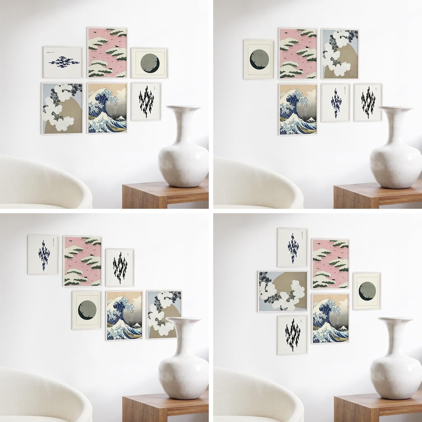 HAUS AND HUES Three 8x10, Three 11x14 - Framed White