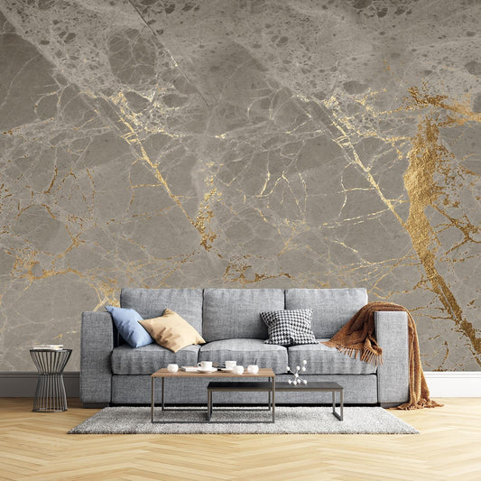 -Gold Abstract Marble Texture Bedroom Wallpaper XT15 M 140" x 91"