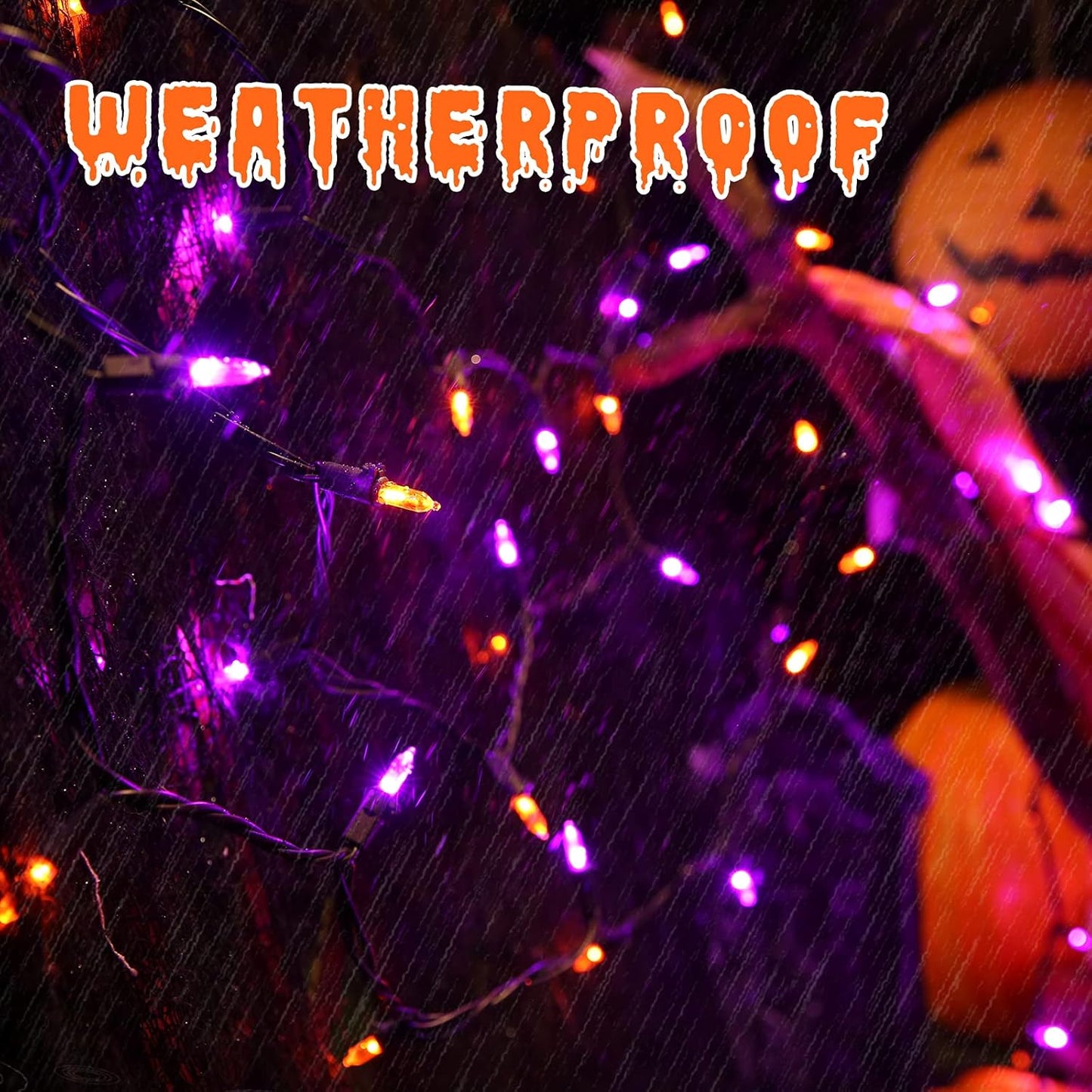 ODEERTONIC Orange & Purple Halloween Lights, 33ft 100 LED Orange Lights String Connectable, 120V UL Certified Purple String Light, Plugin Black Wire Halloween Light Waterproof for Spooky Party Decor