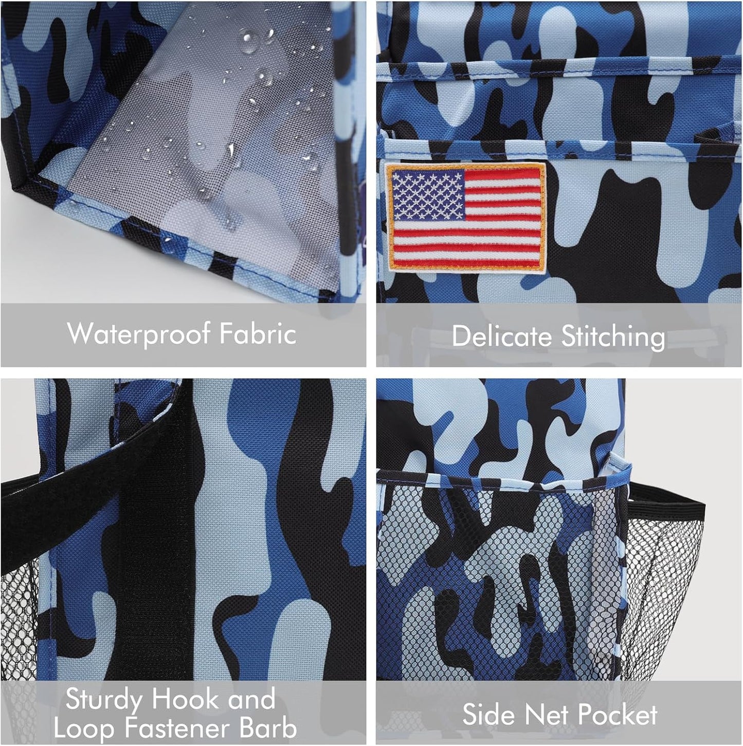 Surblue Bedside Caddy Hanging Organizer Storage Bag Pocket for Bunk, Hospital, College Dorm Rooms, Baby Bed Rails, Camp - 8 Pockets, Large, Ocean