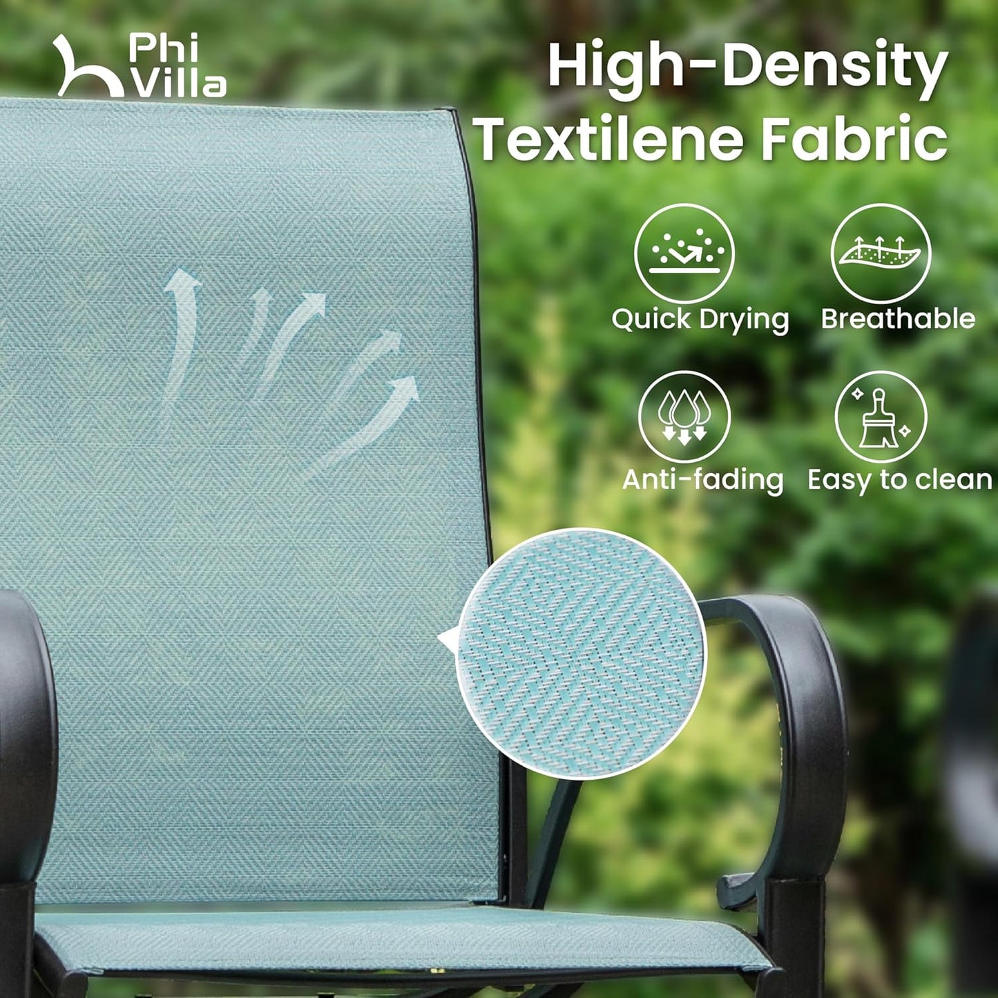 PHI VILLA 5 Piece Patio Bar Height Dining Set, Outdoor High Top Patio Table and Chairs Set with 4 Outdoor Bar Stools & 41" Wood-Like Iron Bar Table with 1.57" Umbrella Hole for Garden