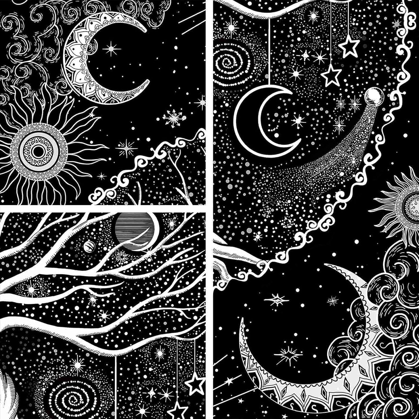 Lunerfex Tree of Life Tapestry Black and White Tapestry Mystical Sun and Moon Tapestries for Bedroom and Living Room Decor Black Tree 44×60 Inches