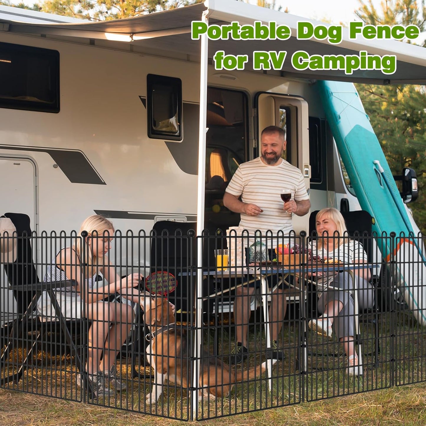 15 Panels No Dig Decorative Garden Fence for Yard, 32 in(H) X 35.4 ft(L) Animal Barrier Fencing for Outdoor Dog, Metal Portable Garden Fences for Borders, Pets, Landscape, Temporary Fence