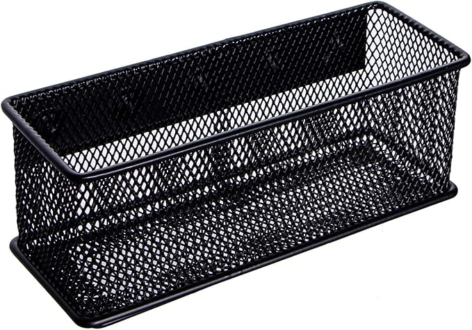 dedoot Magnetic Pencil Holder, Black Mesh Pen Organizer Strong Magnetic Storage Basket Organizes Pens, Pencils, Markers for Whiteboard, Locker, Fridge, Cubicle Desk, Offices 6.3x2.3x2.6inch
